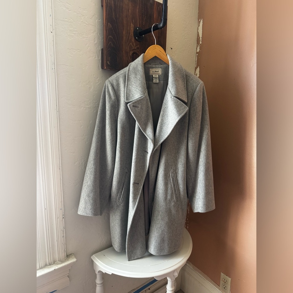 L.L. Bean Light Gray Wool Pea Coat